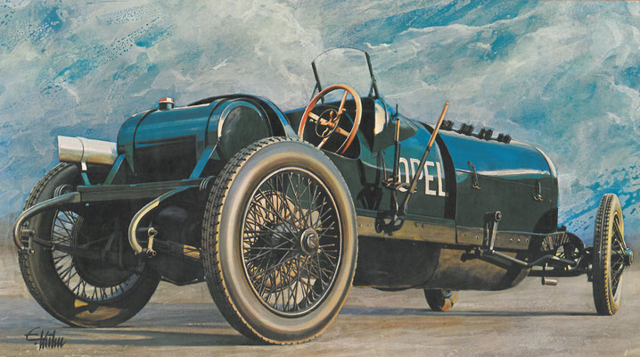 Opel uit 1913. Kunswerk van E. Kuhn.