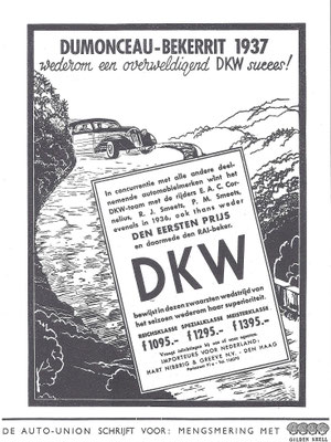 Nederlandse advertentie voor DKW uit 1937.