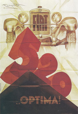 Affiche uit 1927 van P.Codognato voor de Fiat 520.