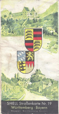 SHELL Strassenkarte, Nr.19 Württemberg - Bayern (na 1924, vóór 1940).