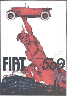 Affiche uit 1925 van P.Codognato voor de Fiat 509.