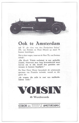 Nederlandse advertentie voor Voisin uit 1930.