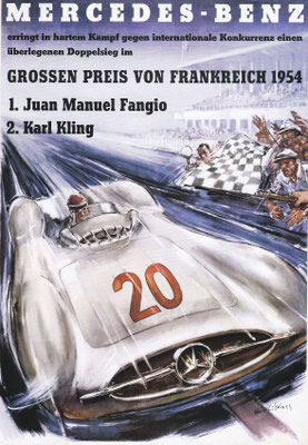 Affiche voor Mercedes-Benz van Hans Liska uit 1954.