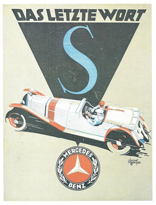 Affiche voor de Mercedes-Benz S uit 1928.