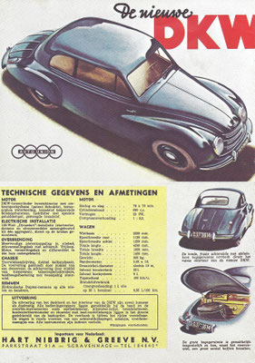 Nederlandse advertentie voor DKW uit de vijftiger jaren.