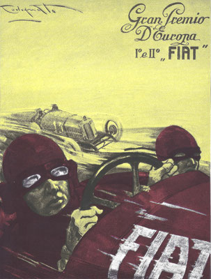 Affiche van P.Codognato met de 1-2 overwinning van Fiat in de Grand Prix van Monza in 1923.