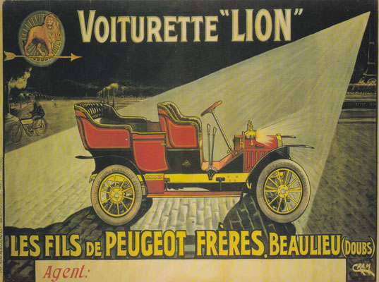 Reclame uit 1909 voor de Lion-Peugeot.