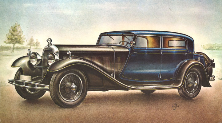 Austro Daimler ADR 8 uit 1931, getekend door Piet Olyslager.