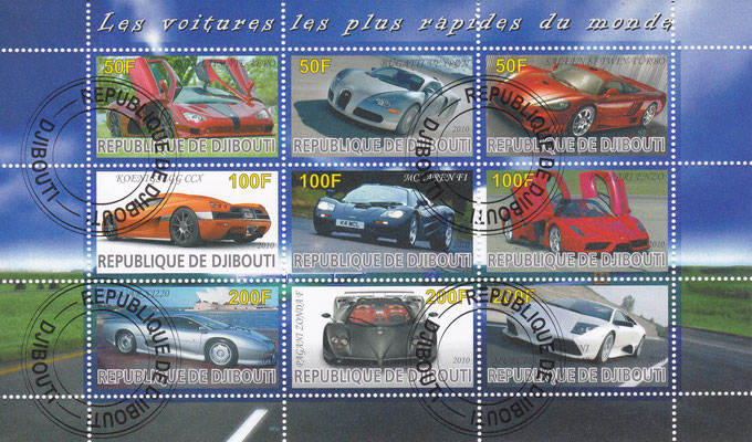 Postzegels Djibouti uit 2010.