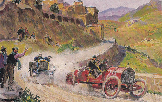 Targa Florio. Kunstwerk van Peter Helck.