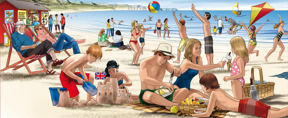 Illustration_Englische Strandszene