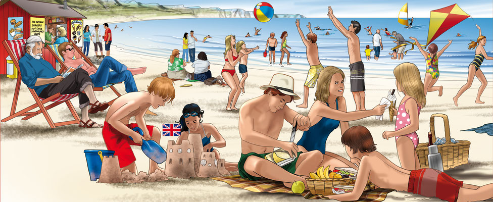 Illustration_English beach scene