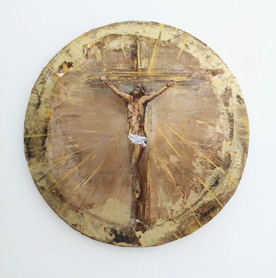 "Patri meo", akryl na płótnie o śr.30 cm, A.D.2025, KOLEKCJA PRYWATNA