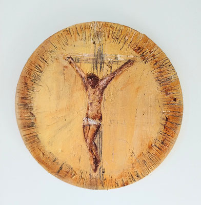 Hostia, akryl na płótnie o śr.30 cm, AD.2025, KOLEKCJA PRYWATNA