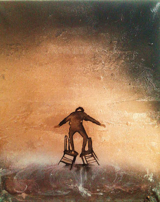 Gold jump, acrylic on canvas 33x27cm, 2014, ASK FOR PRICE