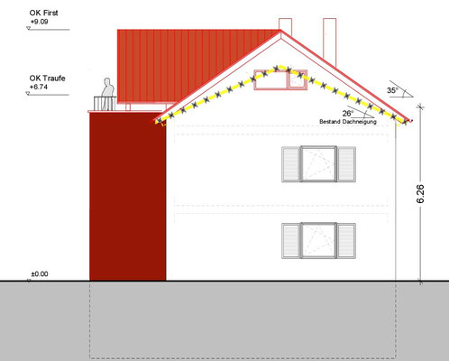 Dachstuhl-Erneuerung und Anbau an einem bestehenden Haus in Hattenhofen