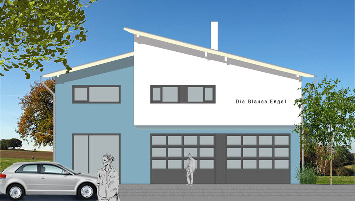 Neubau einer Wohneinheit mit Gewerbefläche in Schöngeising