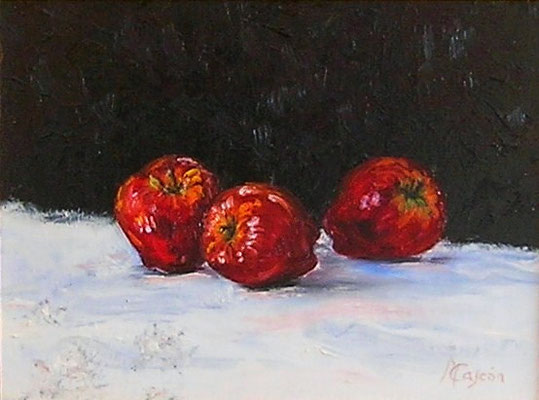 77.  MANZANAS ROJAS  -  30x24  -  Óleo sobre tabla