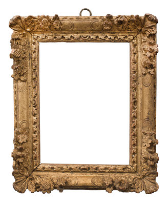 1010  Louis XIII Rahmen, Eiche geschnitzt und vergoldet, 17,5 x 12,5 x 3,7 cm