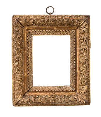 1052  Louis XIII Rahmen, Eiche geschnitzt und vergoldet, 16,5 x 12,2 x 6,8 cm