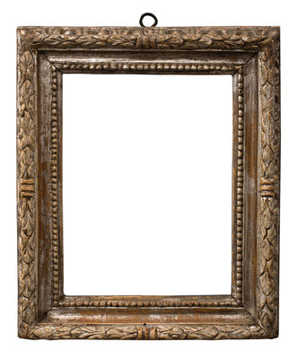 1004  Rahmen, Rom 17.Jh., Pappelholz geschnitzt und versilbert, 19,5 x 14,7 x 4,4cm