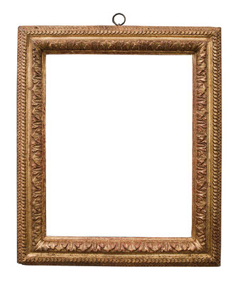 2222  Louis XIII Rahmen, Eiche geschnitzt und vergoldet, 41,8 x 33 x 6,9 cm