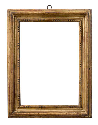 2245  Profil Rahmen, Emilia Romagna, 17.Jh., Pappelholz geschnitzt und vergoldet, 28 x 18 x 5,8 cm
