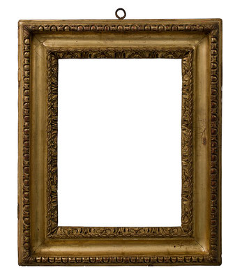 8394  Manieristischer Rahmen, Piemont um 17.Jh., Lindenholz geschnitzt und vergoldet, 35 x 25 x 8 cm