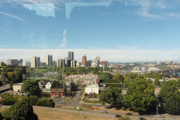 Die Skyline von Portland OR aus der Seilbahn