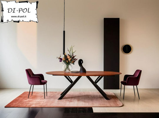Tavolo LUXOR fisso o allungabile, misure, materiali e forme personalizzabili