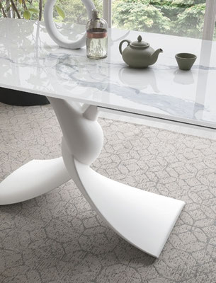 Tavolo ZENITH fisso (realizzabile su misura) oppure allungabile, con piano in gres antigraffio, disponibile in misura cm.160x90 + 2 allunghe oppure cm.180x90 + 2 allunghe