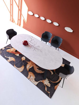 Tavolo KANSAS allungabile, realizzabile in forme, misure, materiali e finiture personalizzabili