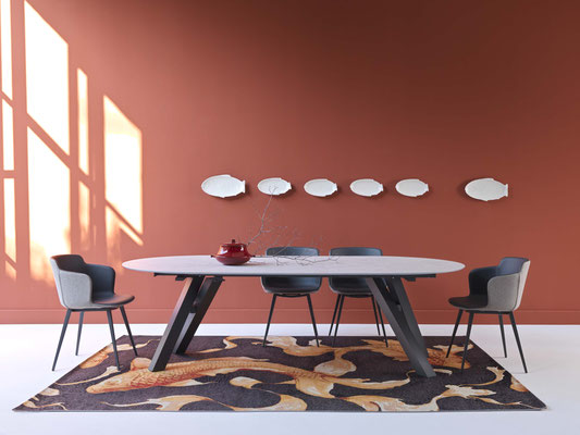 Tavolo KANSAS allungabile, realizzabile in forme, misure, materiali e finiture personalizzabili