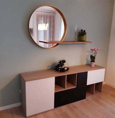 Articolo IR26 - Mobile credenza (madia) con specchiera e mensola abbinabili, realizzabili su misura