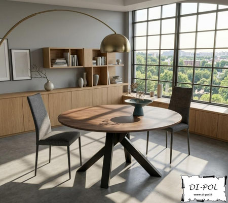 Tavolo KANSAS fisso o allungabile, realizzabile in forme, misure, materiali e finiture personalizzabili