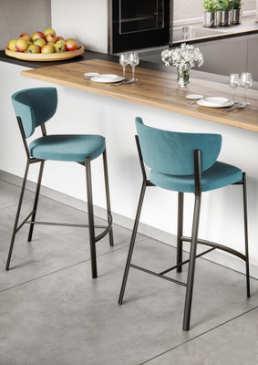 Sgabello imbottito (articolo TY26), rivestimento a scelta