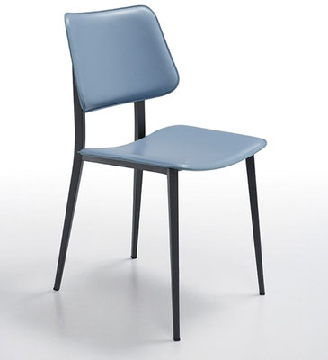 Sedia imbottita con struttura in metallo verniciato, rivestimento a scelta (articolo J23)
