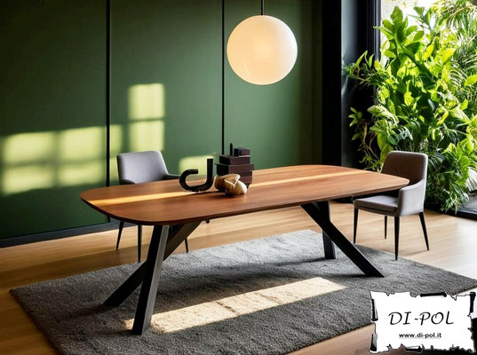 Tavolo KANSAS allungabile, realizzabile in forme, misure, materiali e finiture personalizzabili