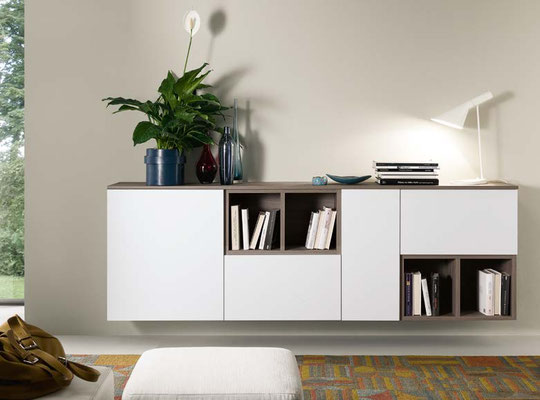 Articolo IR26 (sospeso) - Mobile credenza (madia) (Larghezza cm.210, Profondità cm.35, Altezza cm.75)