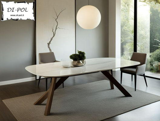 Tavolo KANSAS fisso o allungabile, realizzabile in forme, misure, materiali e finiture personalizzabili