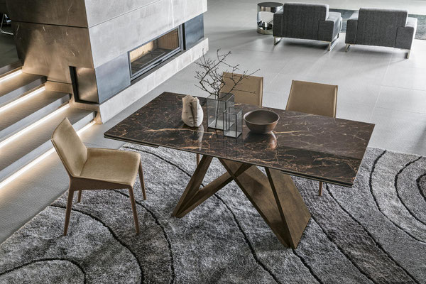 Tavolo allungabile DALLAS, realizzabile in diversi materiali a scelta, misure cm.160x90 + 2 allunghe da cm.40 cadauna oppure cm.180x90 + 2 allunghe da cm.45 cadauna