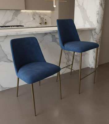 Sgabello imbottito (articolo VPS33), rivestimento a scelta