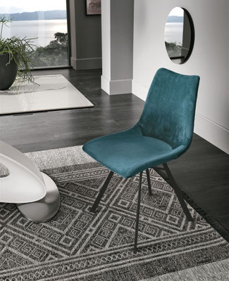 Sedia imbottita con struttura in metallo verniciato, rivestimento a scelta (articolo MR40)