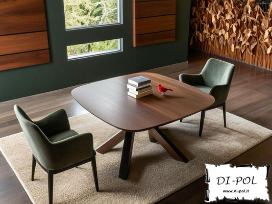 Tavolo KANSAS allungabile, realizzabile in forme, misure, materiali e finiture personalizzabili