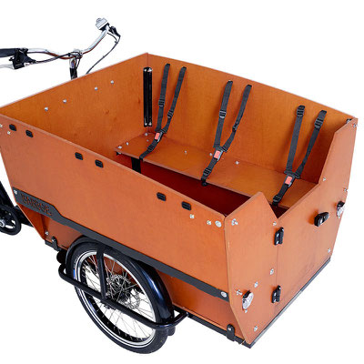 Babboe Max-E Lastenfahrrad 2020 mit Sicherheitsgurten für Kinder