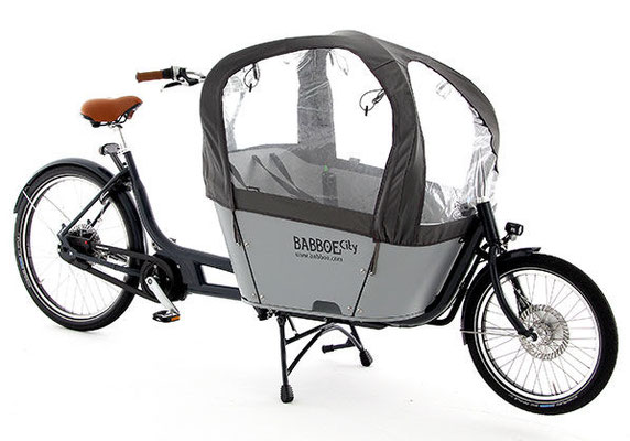 Babboe Lastenfahrrad mit Elektromotor City Mountain mit Regenverdeck