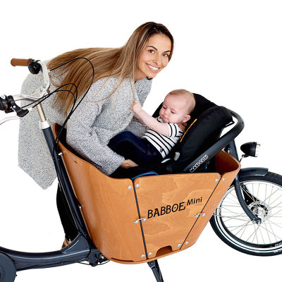 Babboe Mini- E Lastenfahrrad 2020 mit Maxi-Cosi-Halterung