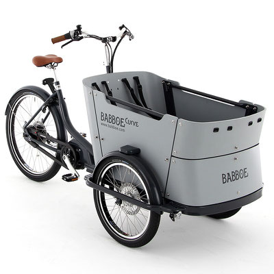 Babboe Lastenfahrrad mit Elektromotor Carve Mountain in einem grauen einzigartigen Design