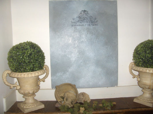 Echantillon de décor sur enduit patiné pour un projet client - peintre en décor gironde 