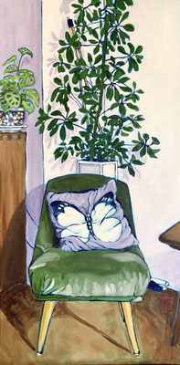 Portrait of a Velvet Chair, 2022, Acrylic on canvas, 100x50cm